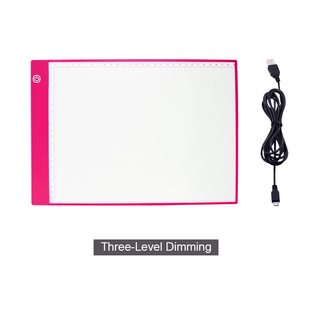 CHIPAL Scale A4 LED Drawing Tablet Digital Graphics Tablets Electronics USB Dimming Light Box Graphic Art Writing Copy Board: Pink Scale 3-Level