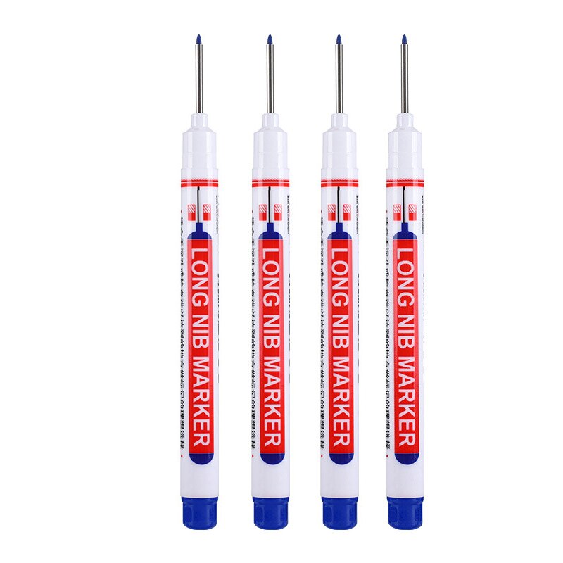 Stylo marqueur à pointe longue de 20mm, 4 pièces, pour peinture à l&#39;huile, Permanent, étanche, noir, blanc, vert, bleu, encre, pour rénovation industrielle, menuiserie: 4pcs blue
