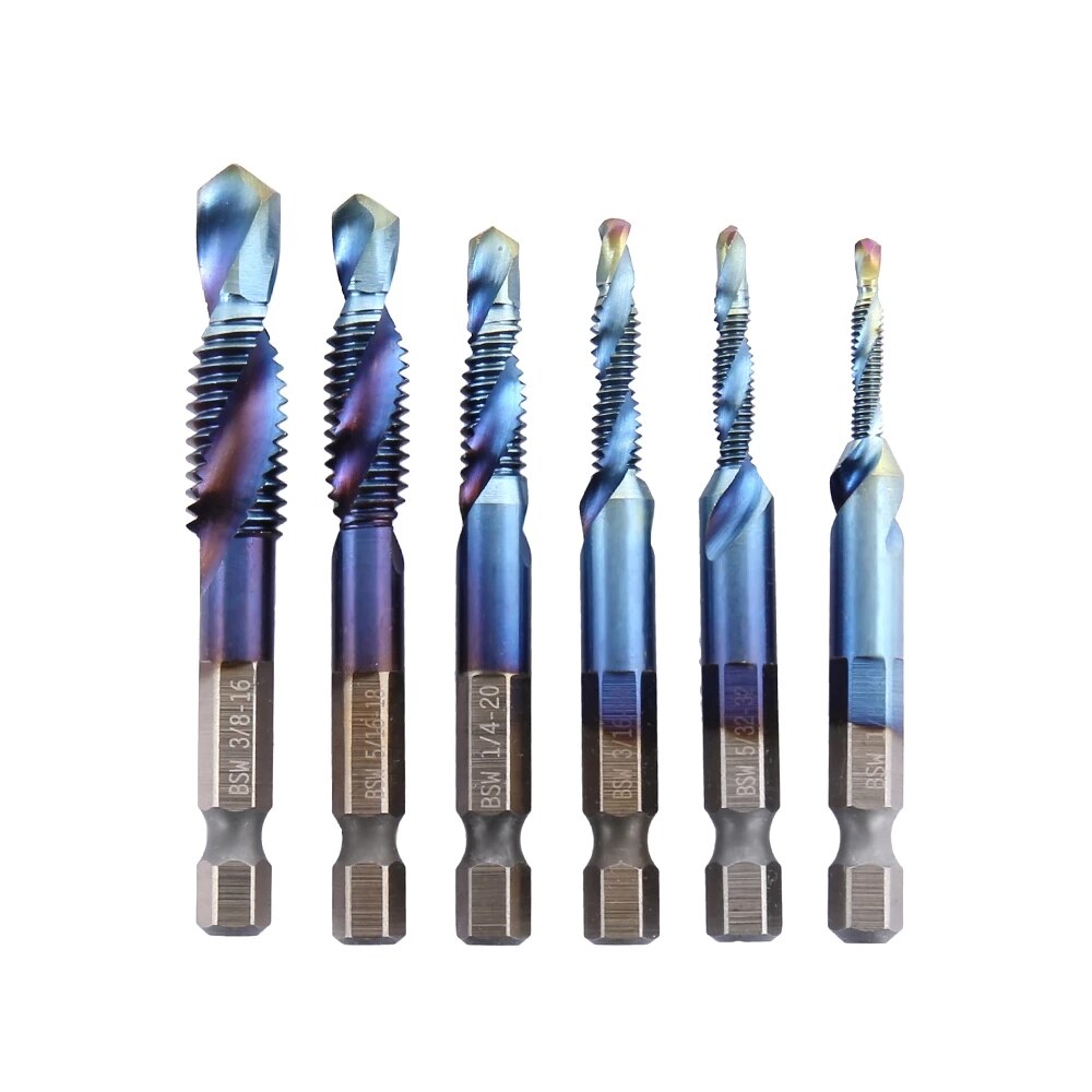 6pcs Screw Tap Kits HSS Screw Spiral Point Thread Tap M3 M4 M5 M6 M8 M10 Hex Shank Machine Tap Hand Tap Drill Bits: long