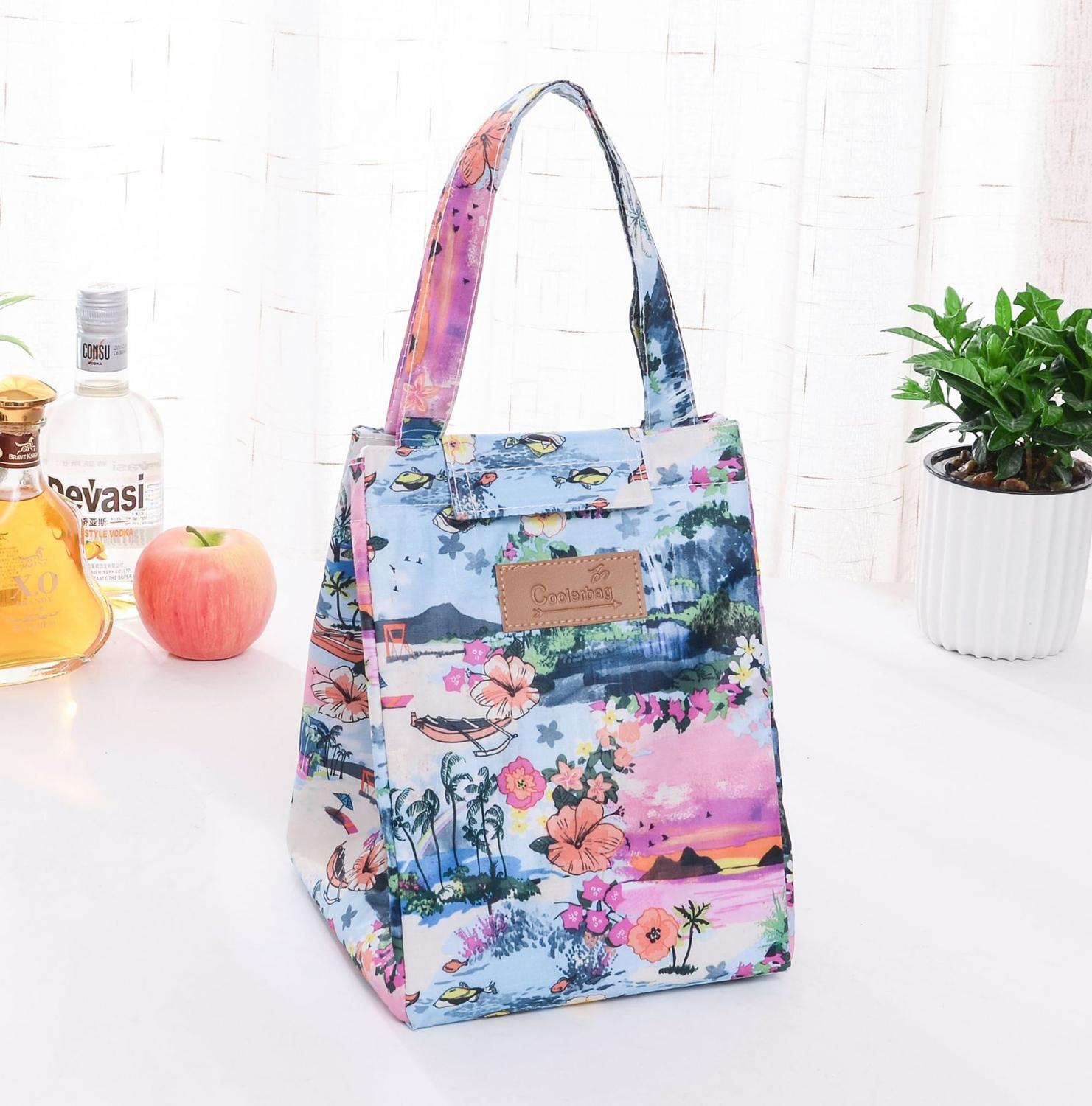 Fahrrad Blume Flamingo Mittagessen Taschen Für Frauen freundlicher Lebensmittel Kühltasche Mittagessen Kasten Kühler Mittagessen Kasten Isolierung Tragbare Tote tasche