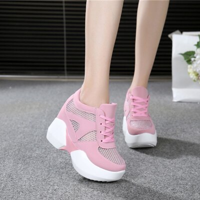 Vrouwen Wandelen Platform Schoenen Hoge Hakken Schoenen Vrouw Wiggen Vrouwen Schoenen Toenemende Sneakers Schoenen Zapatos Mujer SX-10: Roze / 5