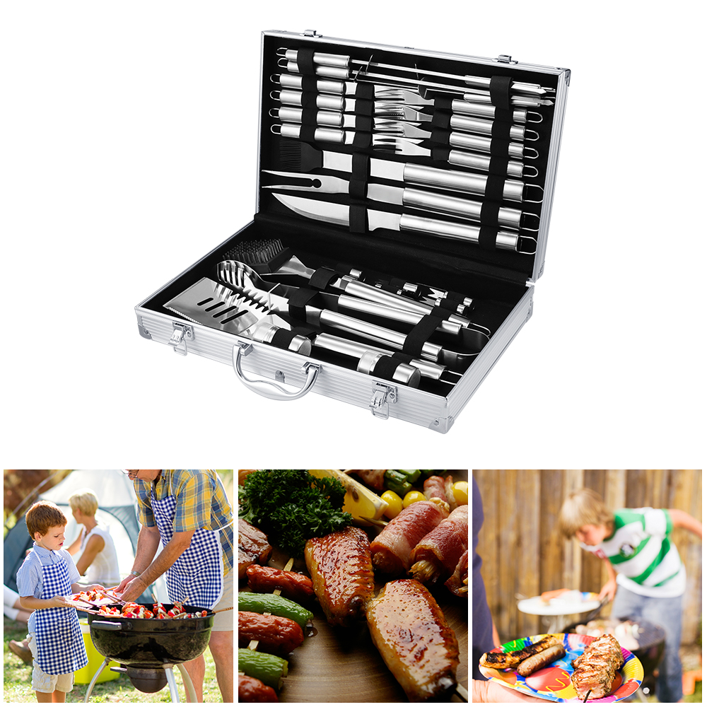 20Pcs BBQ Utensils Barbecue Grilling BBQ Tools Set Stainless Steel Kit Utensil Accessories Camping Outdoor Cooking Tools