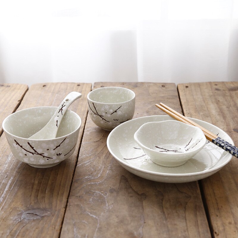 Japansk stil keramisk bordservice husholdningsbestik keramisk servise spisebordsfadssæt middagsæt miljøvenligt: Farve 4