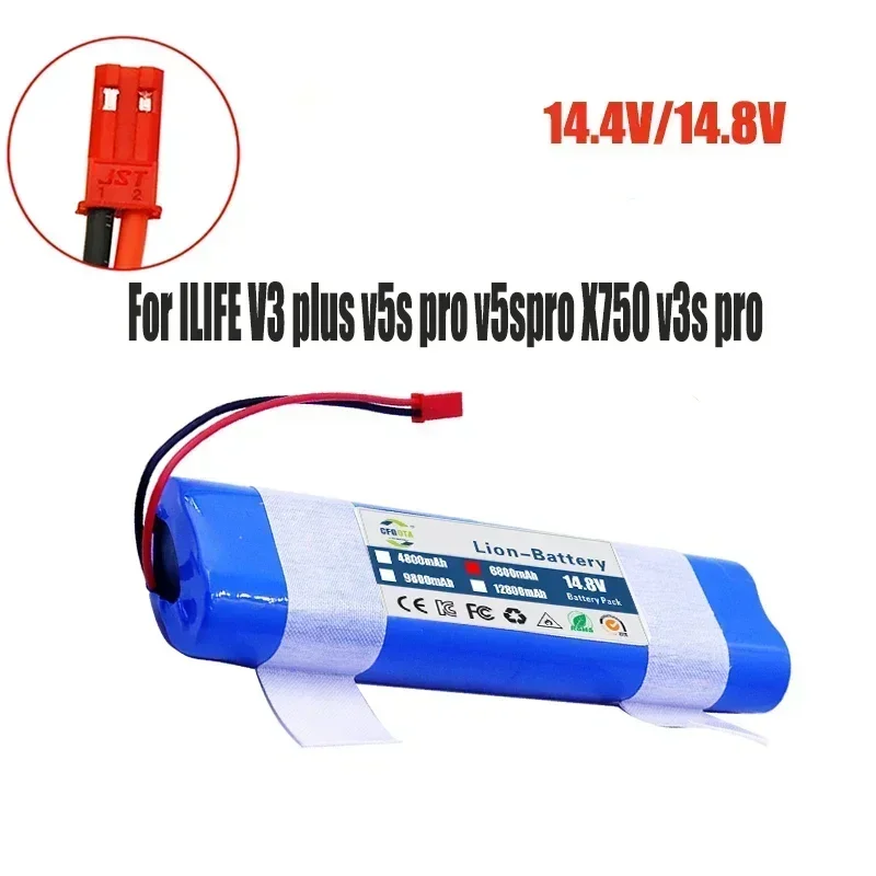 14,8 V 12800 mAh Lithium-Akku für ILIFE V5 V5s V50 V3 DF45 DF43 Plus v3s Profi Roboter-Staubsauger ILIFE v5s Profi Akku