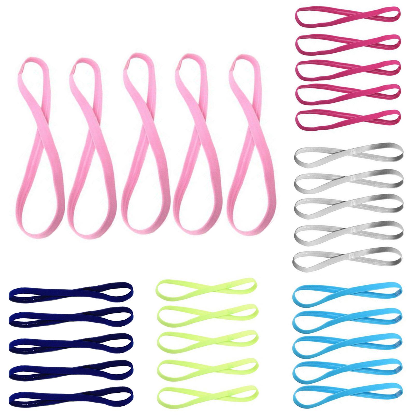 5Pcs Candy Farbe Frauen Männer Yoga Haar Bands Sport Stirnband Mädchen Sport Anti-slip Elastische Gummi Schweißband Fußball lauf