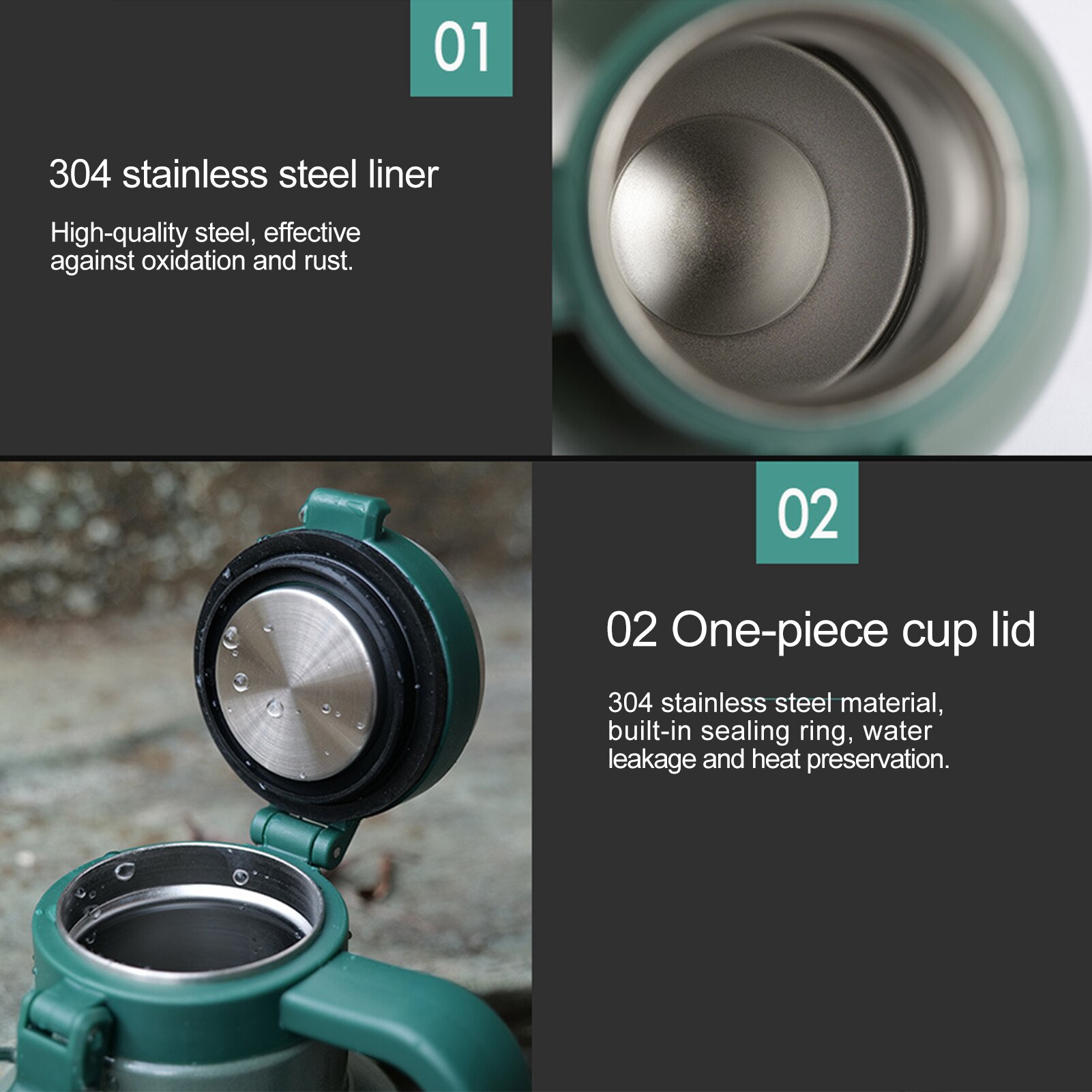 Vacuum Insulated Thermos Bottle Keep Liquid /Cold Wide Mouth Thermos Stainless Steel Liner Insulation For Outdoor Travel