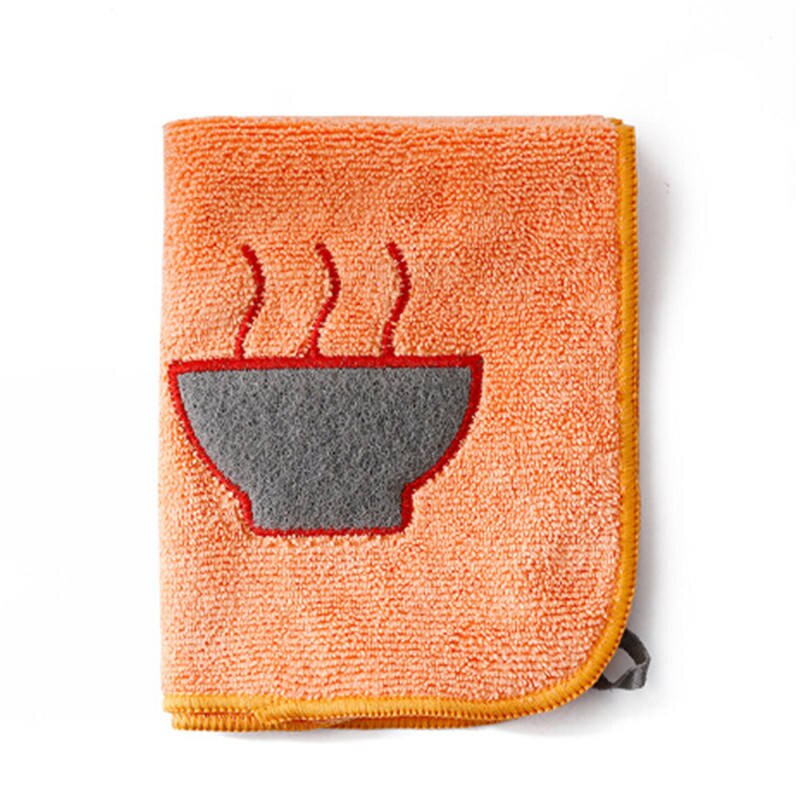 Microfiber Kitchen Towels Super Absorbent Table Wipe Dish Washing Cloth Household Cleaning Towels Arrivals: orange