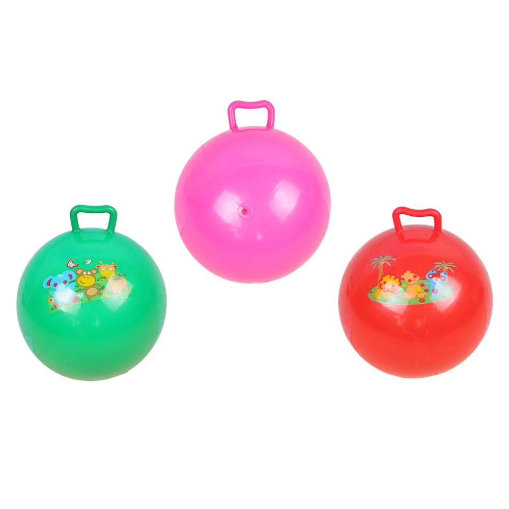 3Pcs Inflatable Hopper Balls Hop Bouncy Jumping with Handle Kicking Bounce Jumping Hopper Educational (Random Style)