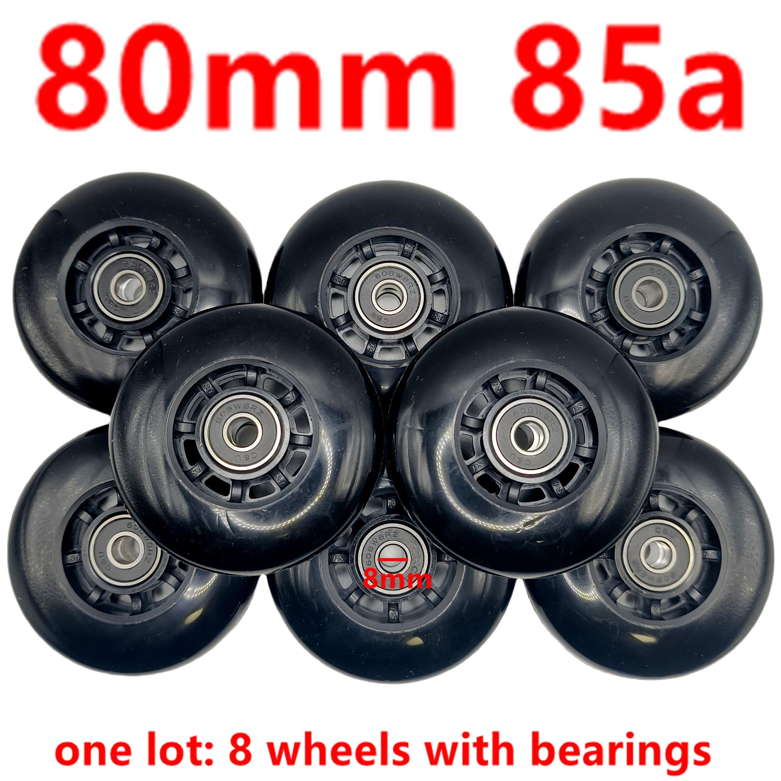 Rollschuhrad schwarz 85A 80mm 76mm FSK-Rad Inline-Rolle 80x24mm: Burgunderrot