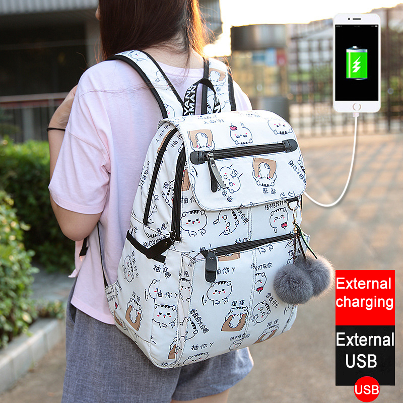 Mochila moderna con estampado de flores para mujer, bolso de hombro impermeable, Chica adolescente, escolar