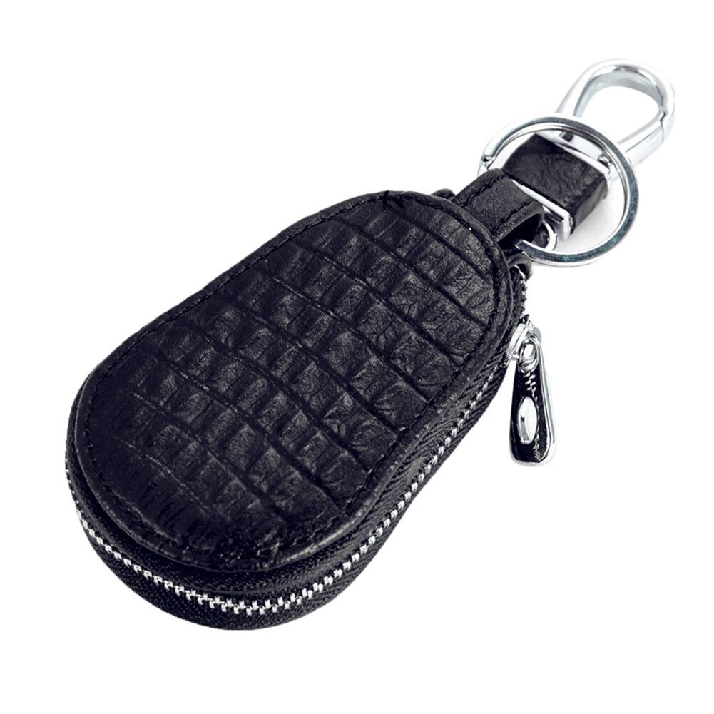 Funda de llave de coche de cuero PU, Funda de cuero PU con cremallera, bolsa de llaves, monedero, XIN: Negro