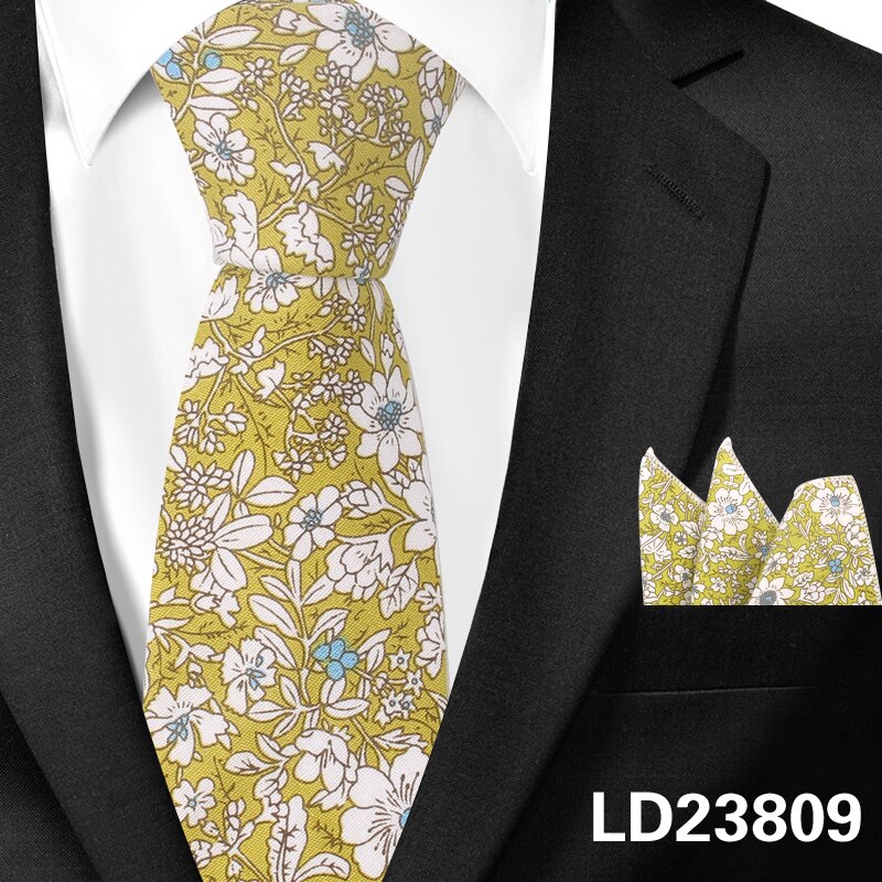 Cravate Paisley classique en coton pour hommes, ensemble Hanky pour hommes, cravates formelles à imprimé Floral pour fête de mariage, cravates de cou de marié: LD23809
