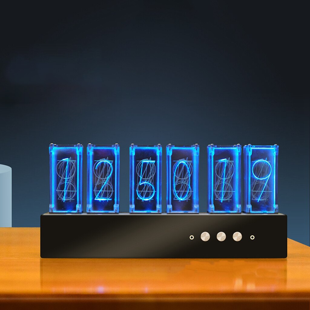 Modern Tabletop USB Nixie Tube Clock Large Display LED Digital Desk Clock Interior Living Room Home Decors Year