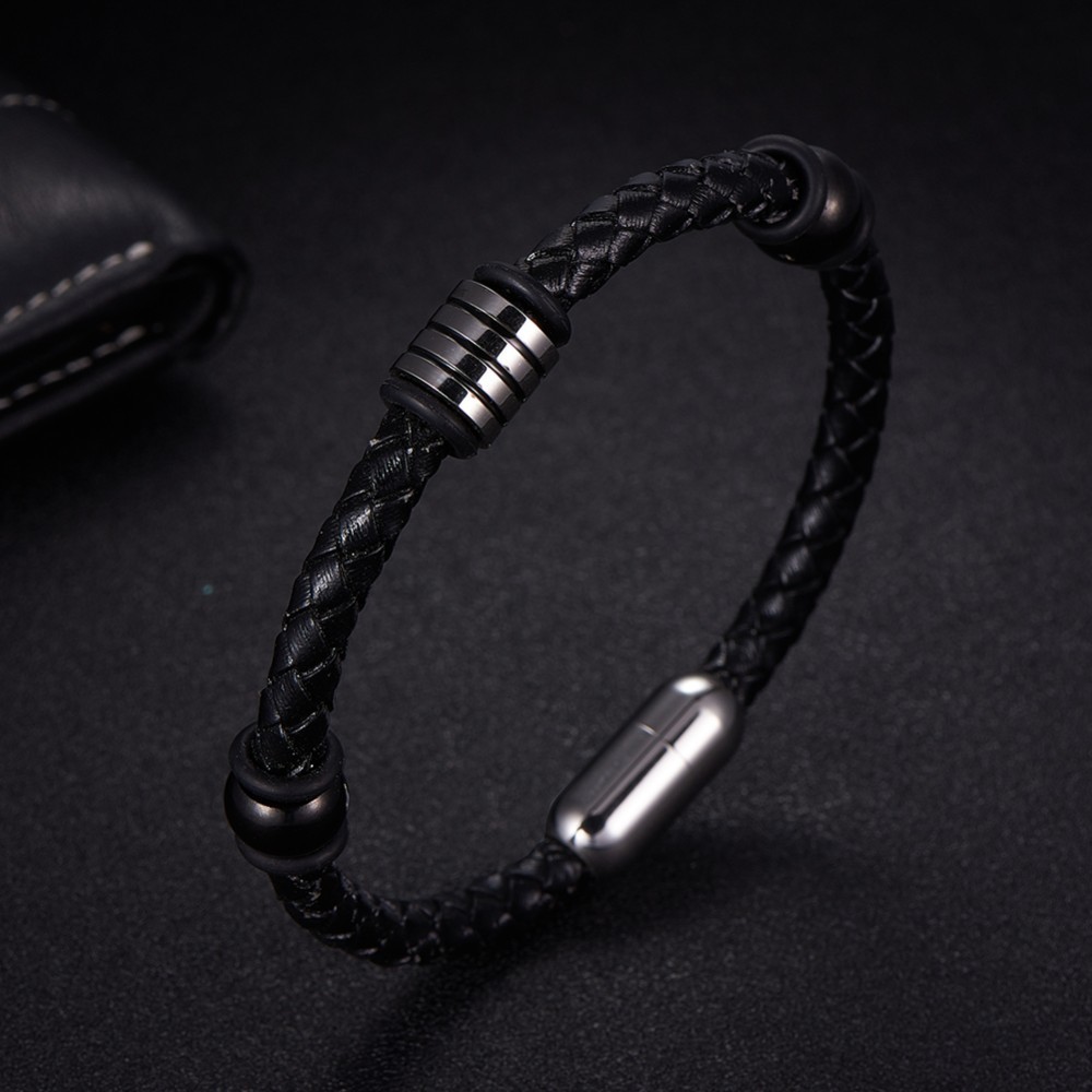 NAIQUBE Mannen Lederen Armband Rvs Classic Trendy Wrap Armbanden Armbanden Voor Mannen Mode-sieraden: 3