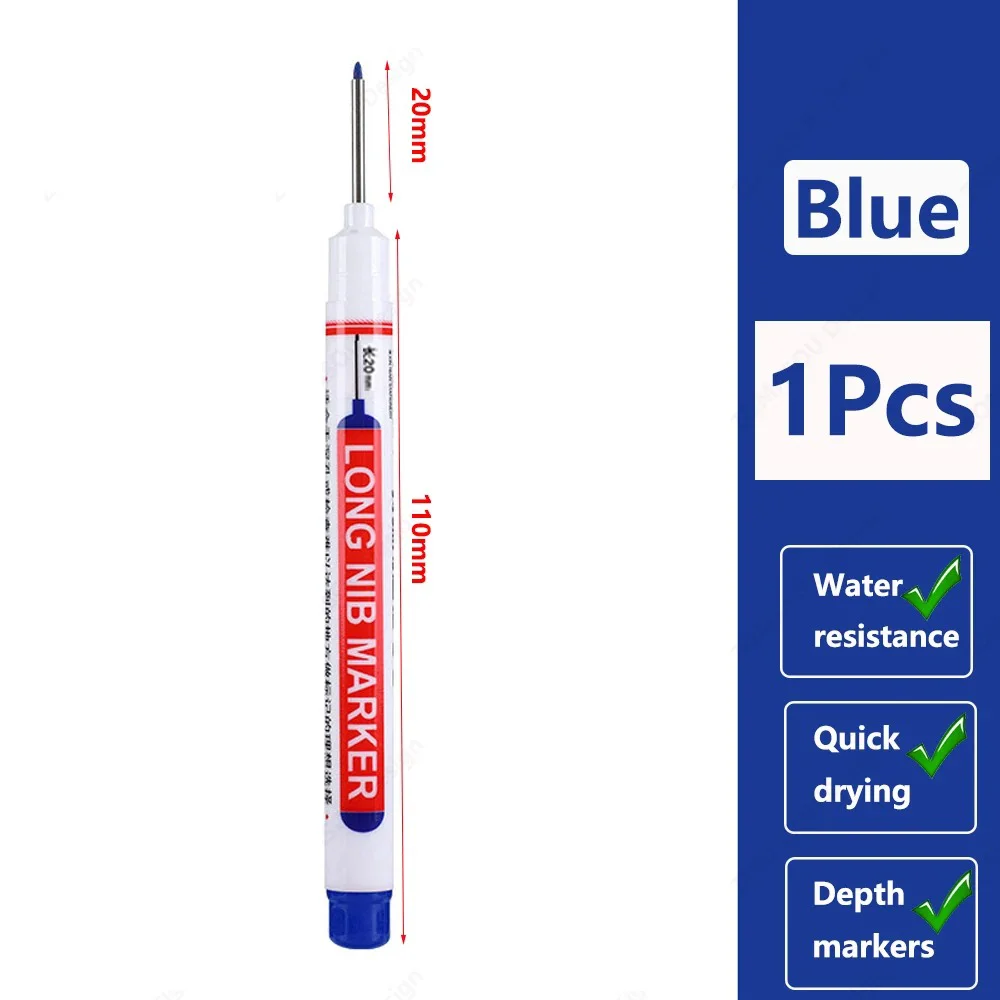 Long Tip Marking Pen 20mm High Visibility Ink, Fast-Drying Permanent with Ergonomic Grip for DIY Craft & All-Surface Woodworking: Blue