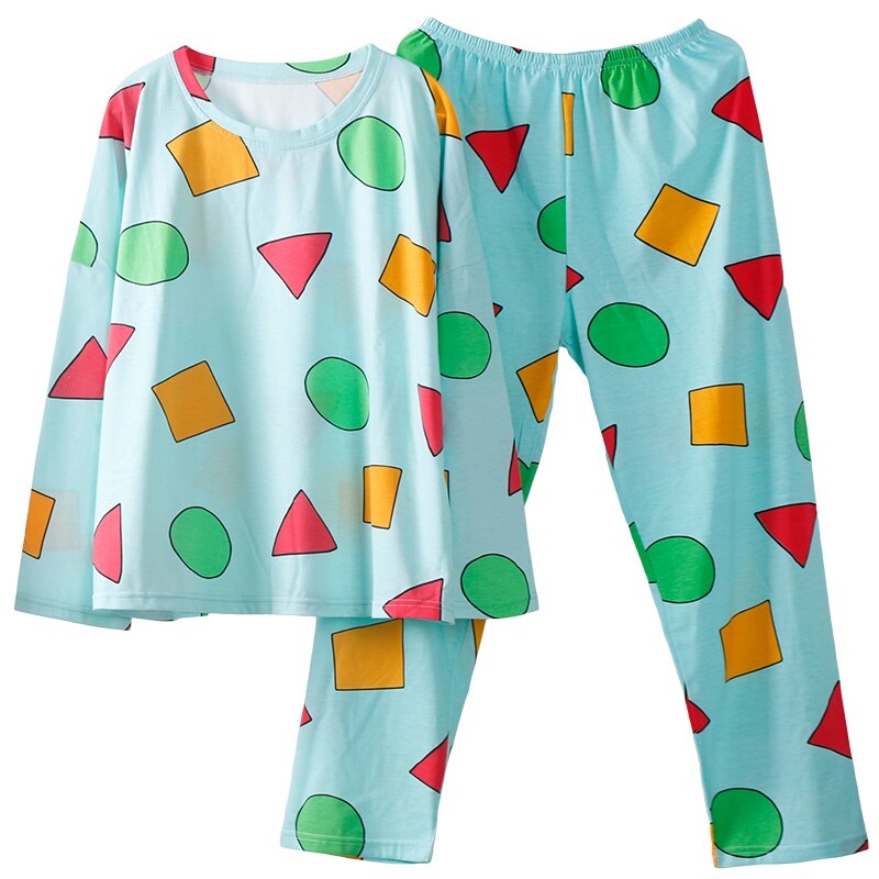 Pijama no verão para mulheres, roupa feminina para dormir, conjunto de pijama com shorts para casa, 2021: long green / XXXL