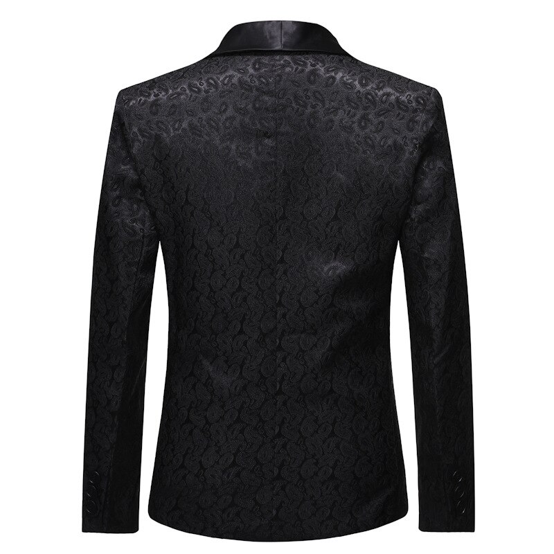 Men's Long Sleeve Shirt Printing Jacket Nightclub Dress Men's Solid Color Stage Host Party Banquet Jacquard SuitDaZT-X36