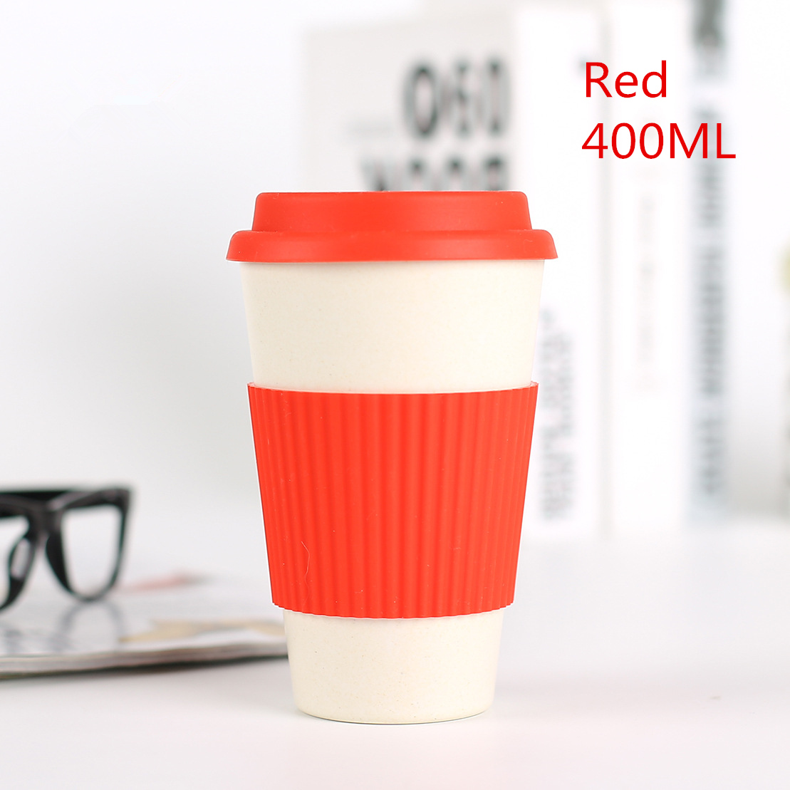 400ml Umweltfreundliche Bambus Faser Kaffee Becher Milch Becher Mit Deckel Tragbare Bahre Becher Tee Tassen Milch Tasse Für Büro hause Drinkwares: rot