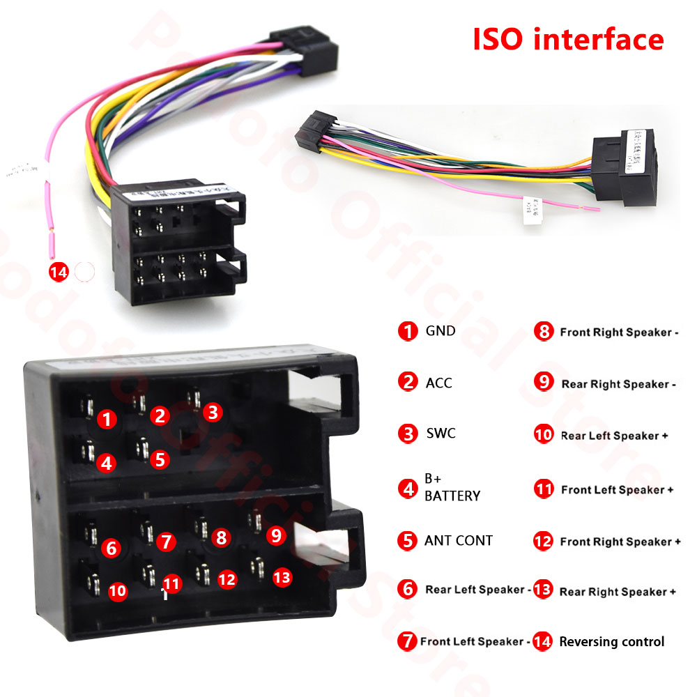 Accesorios para radio de coche Android Podofo, adaptador de arnés de cableado, conector, cable Universal para Focus Kia Nissian Toyota