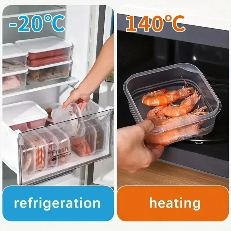 Conteneurs de stockage des aliments avec couvercle, Mini réfrigérateur Transparent, viande, légumes, conservation de la fraîcheur, boîte de rangement pour la cuisine, 5/1 pièces