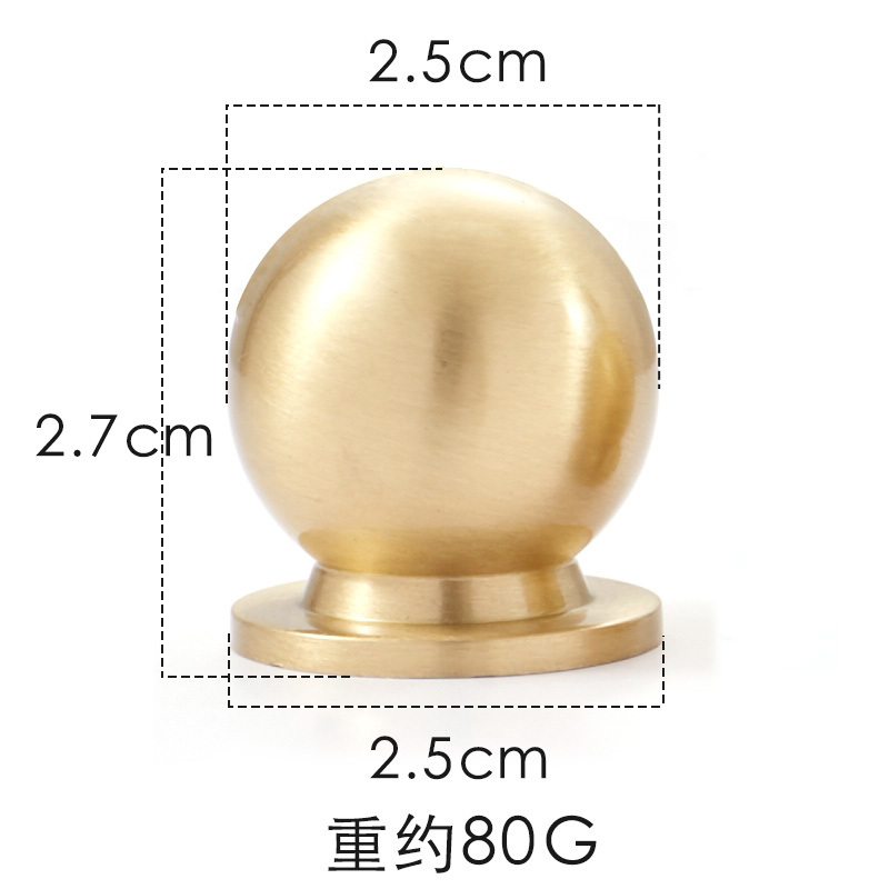 Brass handle drawer wardrobe door solid handle single hole oak door handle accessori armadio cabinet making tools kitchen: 2.5cm
