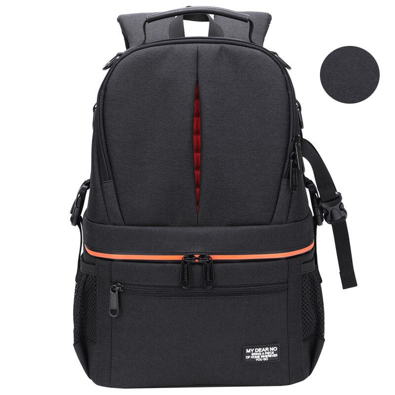 Vanntett kamera dslr skuldre ryggsekk med reflekterende stripe videostativ bæreveske menn kvinner fotografering utendørs reiseposer: Svart (oxford)