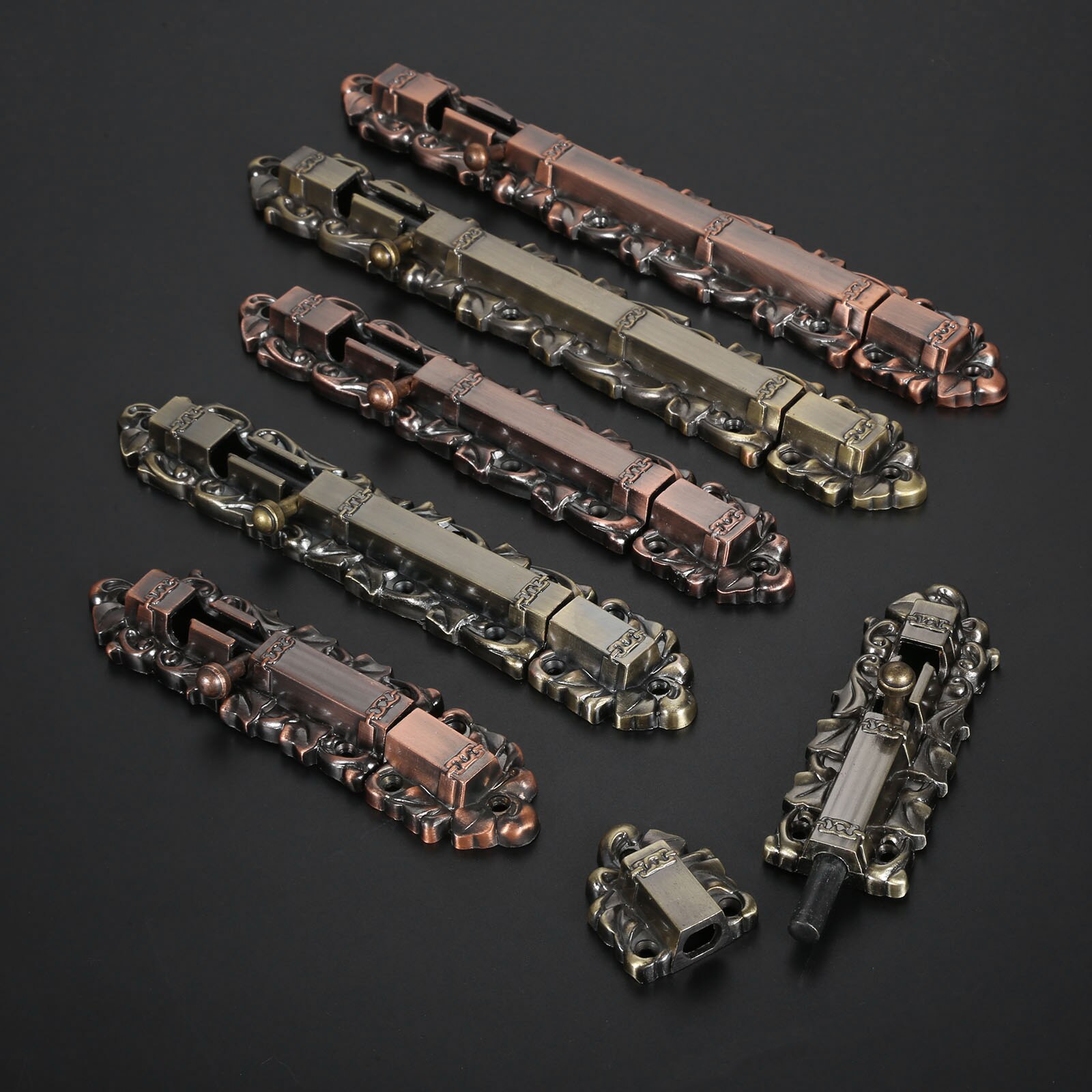 150/200/250Mm Retro Deur Bolt Gate Klink Antieke Venster Deuren Slide Bolt Vergrendelingen Security Lock Gate kast Klink Met Schroeven