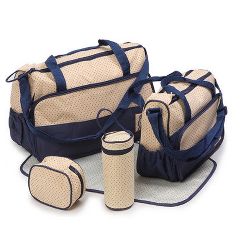 5 Stks/set Luiertas Suits Voor Mom Baby Flessenhouder Mummy Trolley Kinderwagen Luiertas Wandelwagen Moederschap Luiertas Sets: 5 pcs TI028K