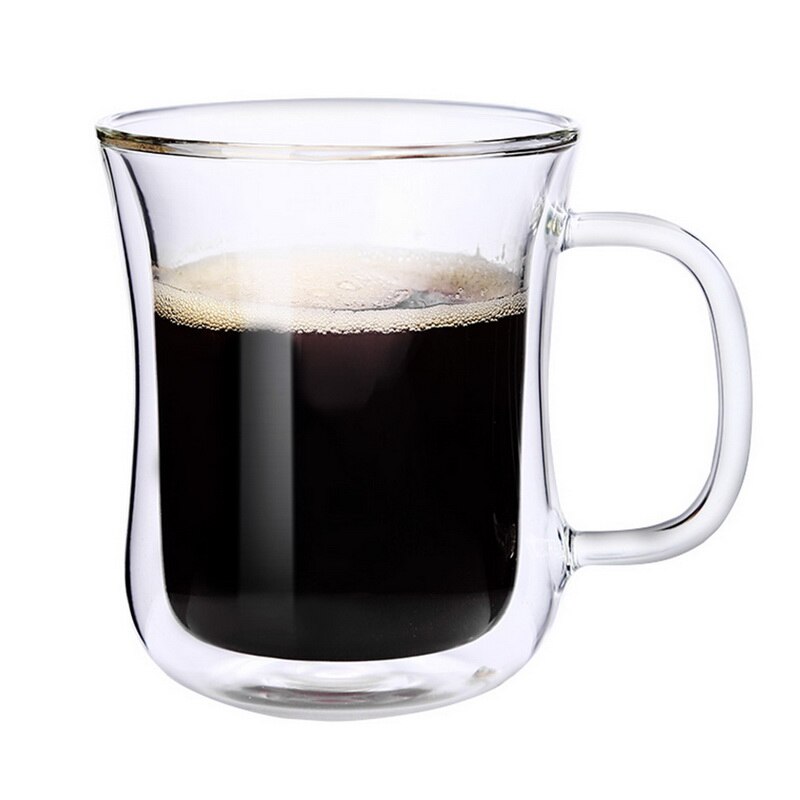 Mok met dubbele wand, koffiemok, warmte-isolatie, kantoormokken, dubbele koffiebeker, drinkgerei, melk 200ml: J