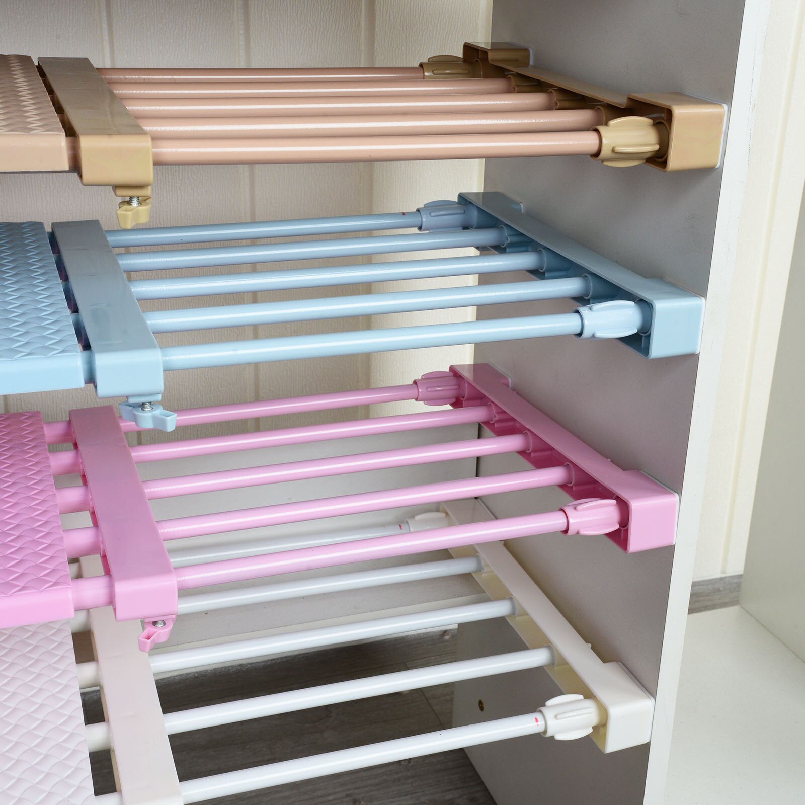 Adjustable Closet Organizer Storage Shelf Space Saving Wardrobe Wall Mounted Rack Kitchen Home Decorative Cabinet Holders