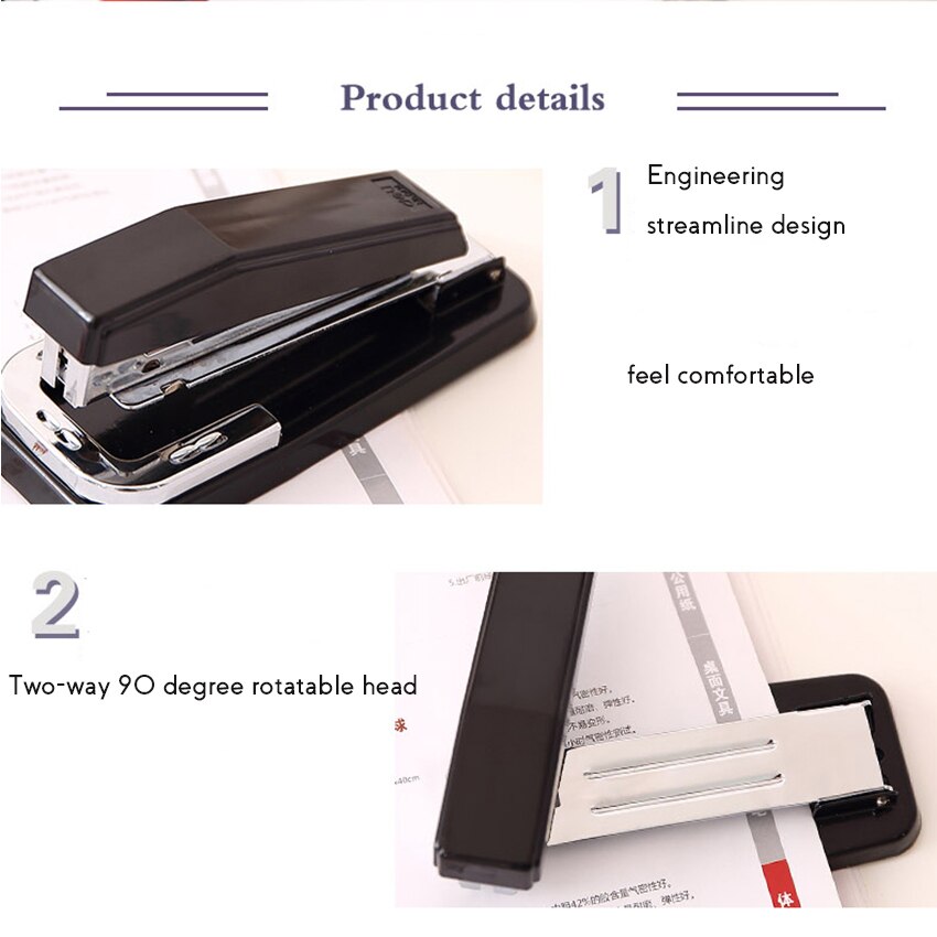 Rotatry type Book stapler 25 Sheets Capacity Middle stapler Manual Metal Stapler Paper Clip Binding Office School Supplies