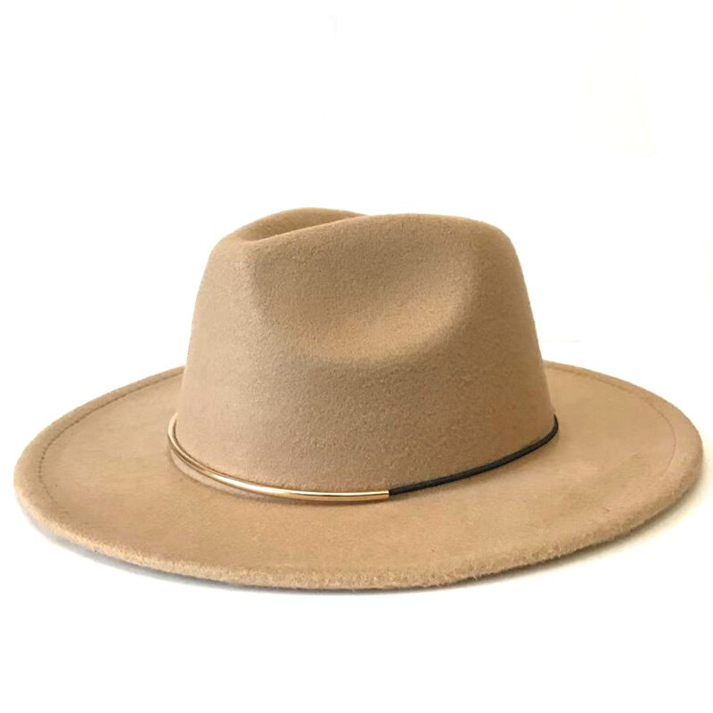 Med bred rand hue gentleman dame vinter efterår jazz kasketter kvinder mænd uld vintage hatte gangster trilby filt fedora hat: Gul