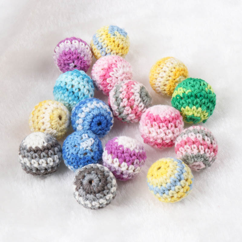Doppel farbe Elegante 20mm Häkeln Perlen Wolle Garn Für Wählen Gestrickte Durch Baumwolle Gewinde DIY Schmuck Machen 5 Stck