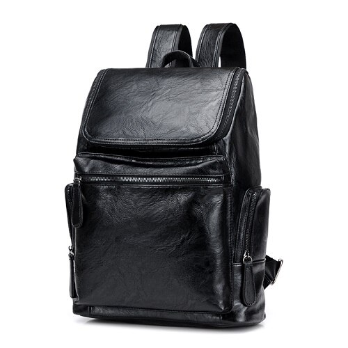 Solid lomme rygsække computer laptop tasker læder softback preppy blødt håndtag mænd skoletasker rejser store kapacitets rygsække: Default Title