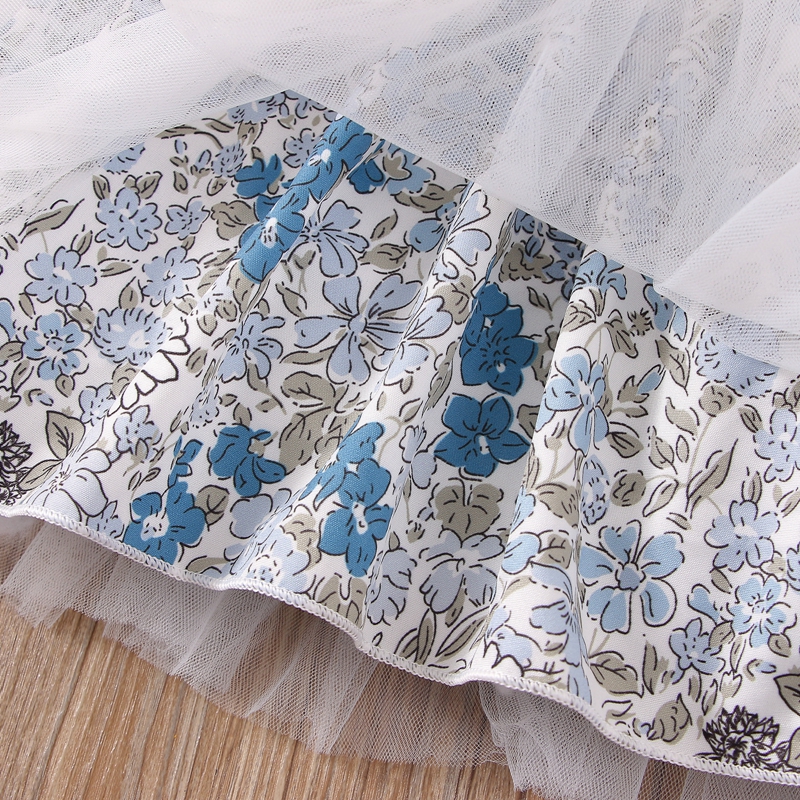 Abiti da festa per bambina Midi increspati Patchwork stampato floreale senza schienale senza maniche con stampa floreale