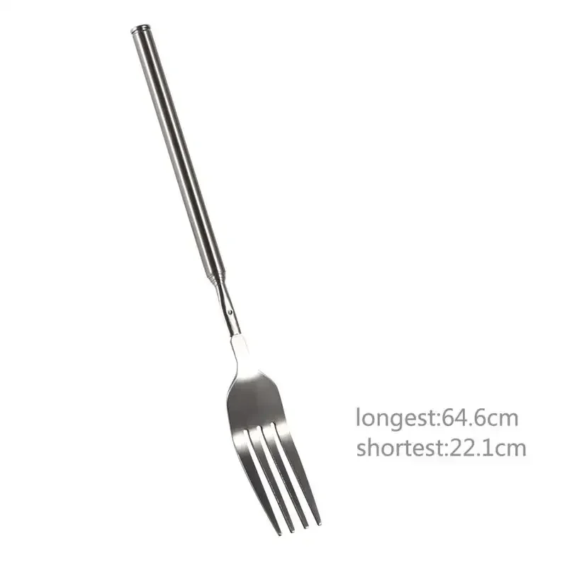 retro Gabel BBQ Teleskop Ausziehbare Abendessen Obst Nachtisch Lange Griff Gabel Edelstahl Besteck Gabel Geschirr Bento Kasten