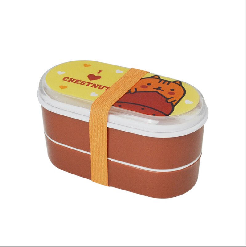 Cartoon Healthy Plastic Lunch Box 600ml Bento Boxes Food Container Dinnerware Lunchbox Cutlery