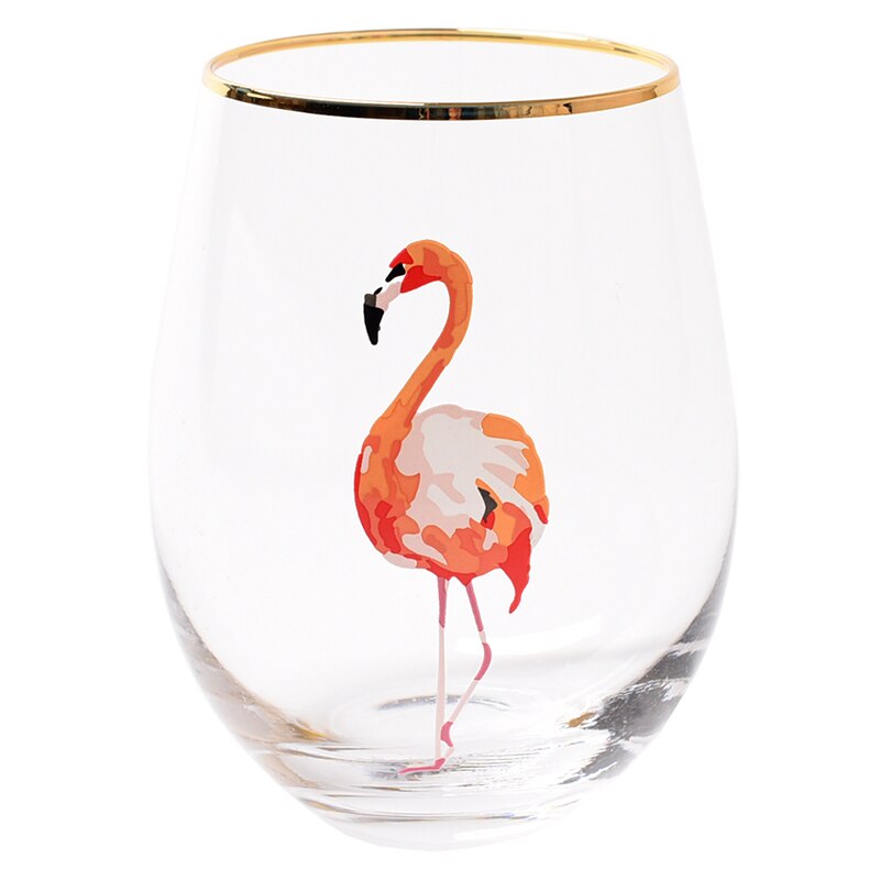 2 stk/parti flamingo kaktus kat trykt glod glas kop krystal vand vin øl drikkeglas