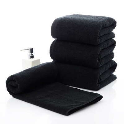 Solid svart 100%  ansiktshanddukar i bomull handduk badlakan för vuxna strandhandduk hotell 2 storlekar 70*140cm 35*75cm