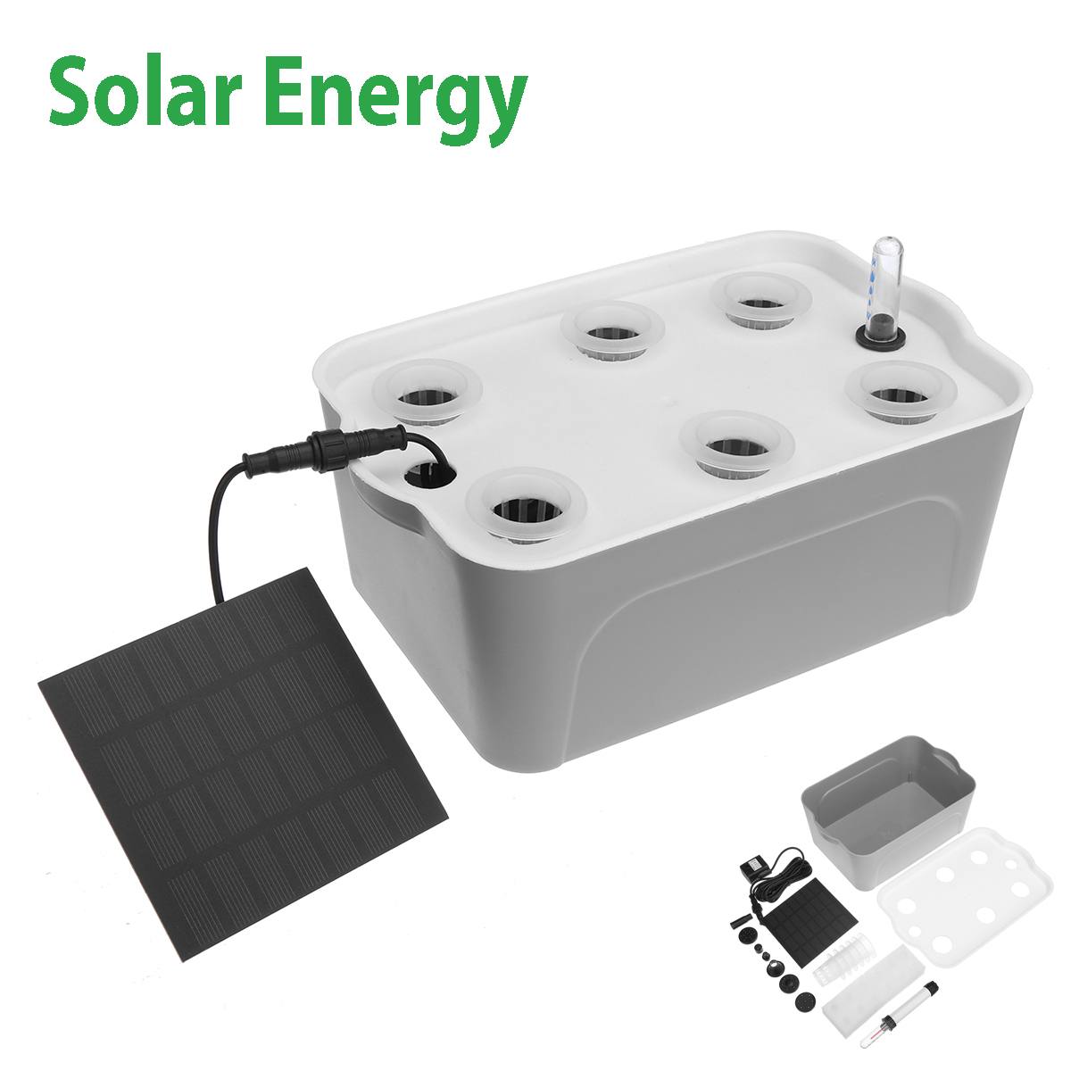 Solar power Hydroponic System Garden Plant Vegetable Pots Soilless Seedling Planters 6 Holes Growing Box Equipment Nursery Pots: Yellow