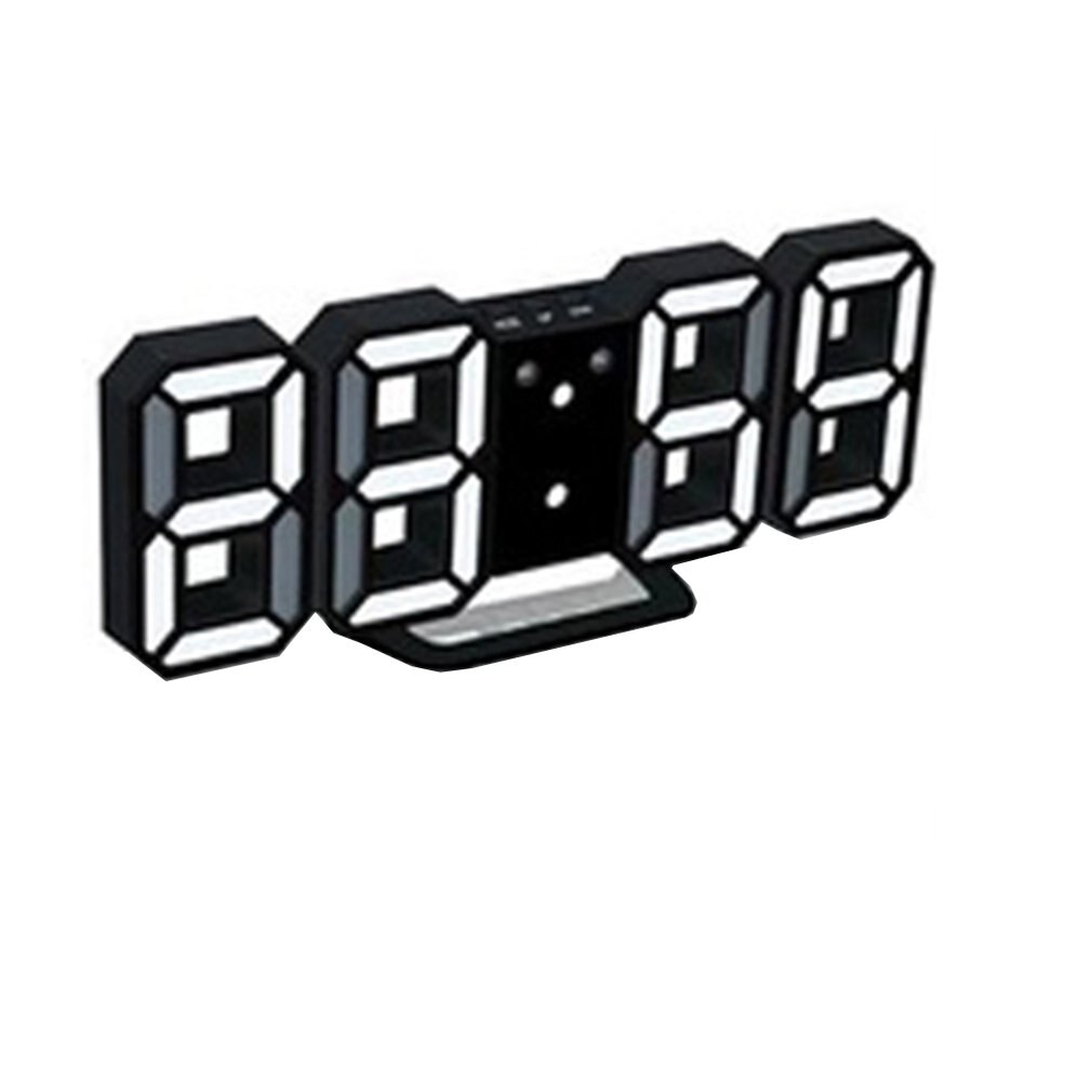 Office 3D Alarm Clock Multifunctional LED Digital Wall Clock Sound Control Stereo Alarm Clock: Black / Green light