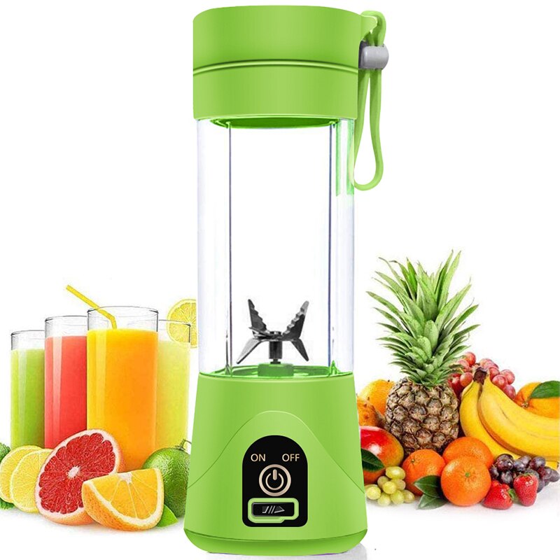 Portable Fruit Juicer blenders Cup electric machine blender Kitchen mini Food Processor Sports Bottle Juicing Vegetables Tumbler: 6 blades / Light Green
