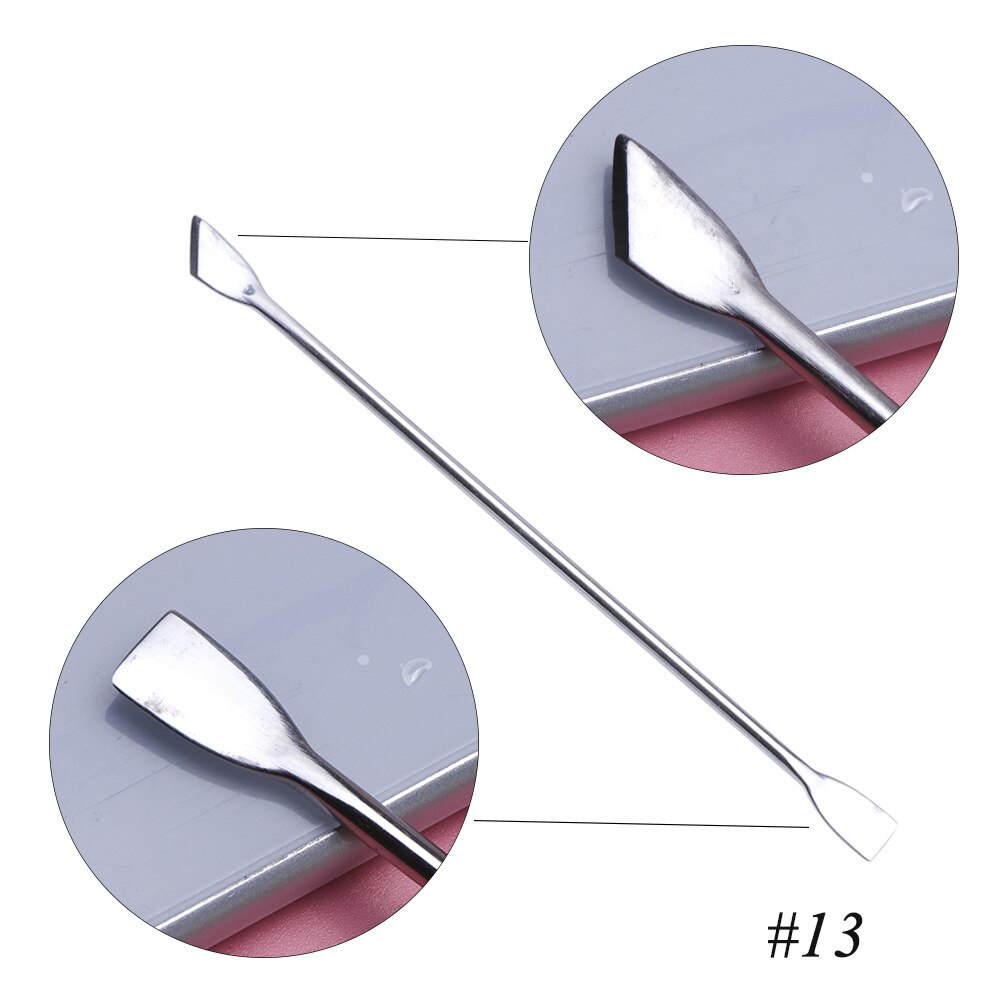 7 Types Stainless Cuticle Pusher Nail Art Stirring Polish Powder Blend Spatulas Tone Rods Manicure Remover Makeup Tools: 13