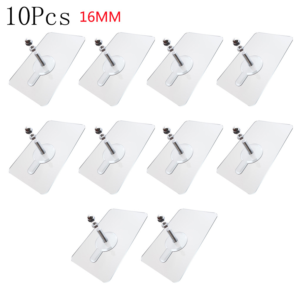 10pcs/lot Pvc Wall-mounted Nails Practical Transparent Strong Adhesive Screw Wall Nail Wall Poster Non-trace Stick Wall Hook#YL5: F