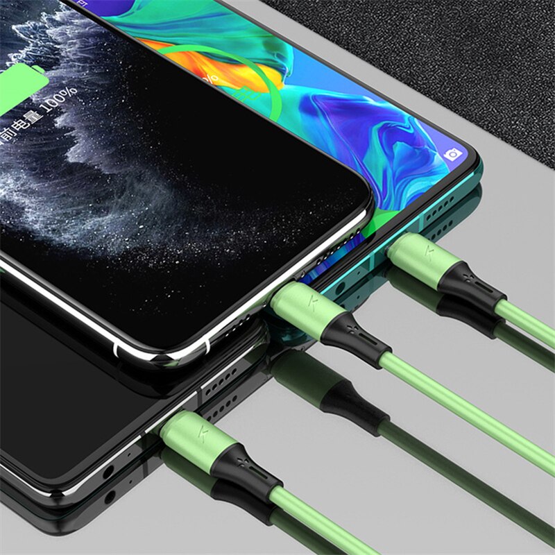 Uniwersalny kabel ładujący USB 3 w 1 dla iPhone 8 X XS Samsung LG Huawei Xiaomi OnePlus OPPO android telefon USB ładowarka kabel 1.2m