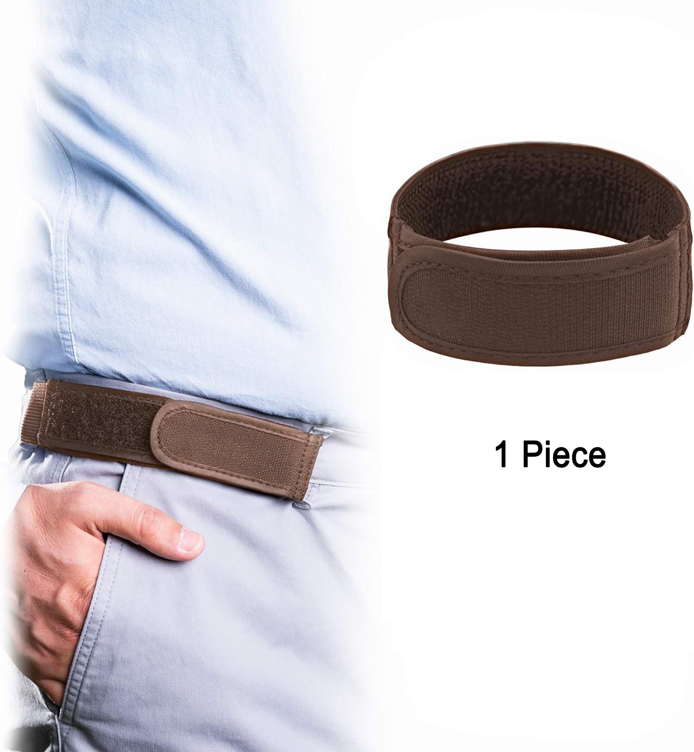 Ultrazachte elastische riemen zonder gesp Mode Comfortabele stijlvolle riemlus Gespvrije riem Unisex Gespvrije heupriemen Heren: Bruin / 70 cm