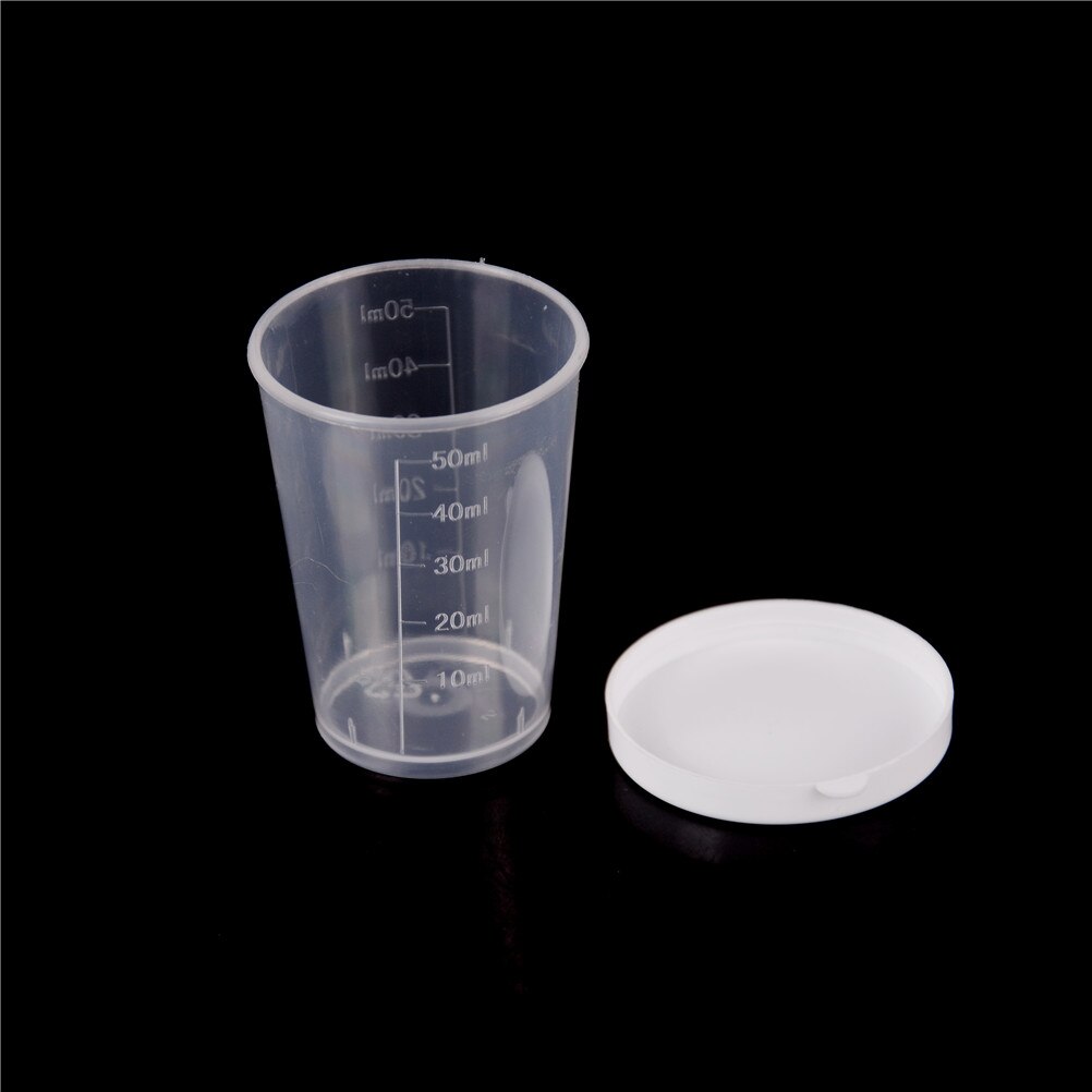 Kirkas pp muovi asteikolla varustettu laboratoriotesti sylinteri nesteen mittauskupit valkoinen kansi indeksointi kirkas säiliö amme 20 mml /30ml/50ml