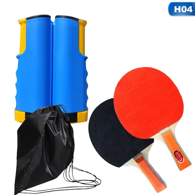 Juego portátil de Ping Pong , equipo de entrenamiento de Red retráctil de tenis de mesa, Robot de película de goma , juego de accesorios de Ping Pong rojos: 04