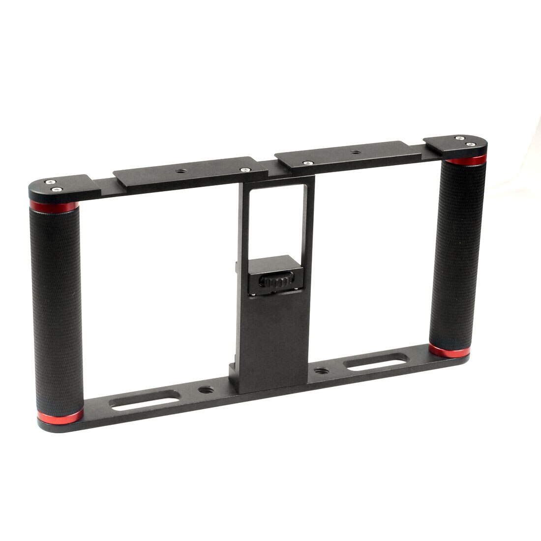 Vlog Video Camera Cage Rig Dual Handvat Grip Stabiele Beugel Voor Mic Licht Koud Shoe Mount Mobiele Telefoon Clip Voor filmmaken Vlog