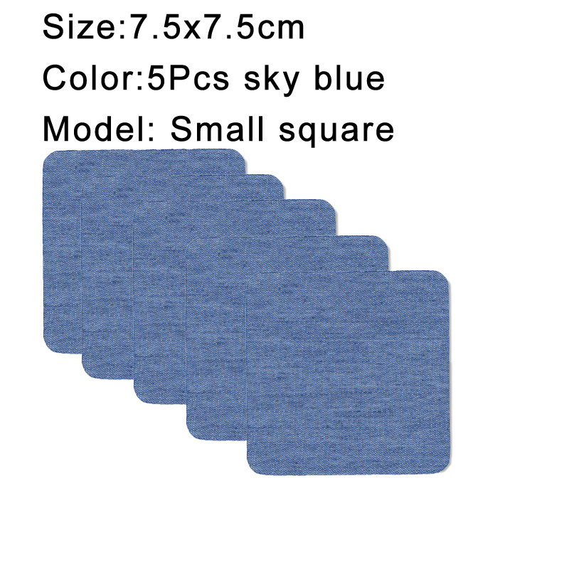 Parches vaqueros termoadhesivos de algodón, parche de reparación azul para bricolaje, reparación de ropa, decoración de chaqueta, 5 uds.